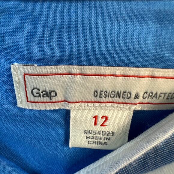 Gap Cami Dress Womens 12 Blue White Striped Strapp Fit and Flare Summer Midi - Picture 4 of 5